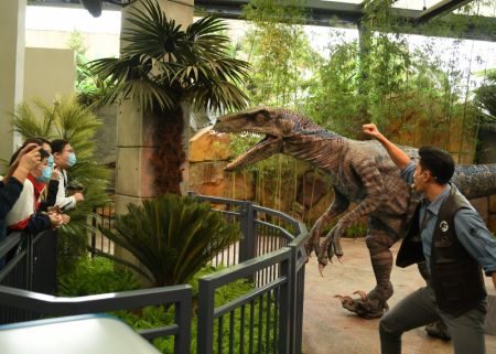 (miniature) Des gens visitent le site thématique Jurassic World Isla Nublar au parc Universal Beijing Resort
