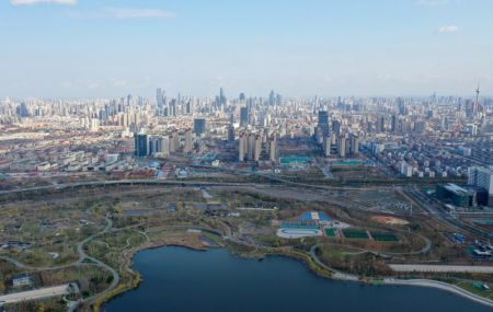 (miniature) Vue aérienne du parc de Shuixi dans l'arrondissement de Xiqing