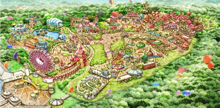 (miniature) plan du parc d'attraction Hello Kitty
