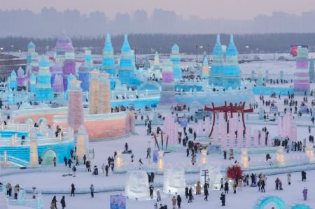 (miniature) Des gens visitent le Monde de glace et de neige de Harbin