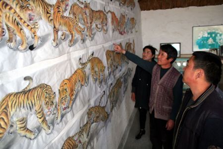 (miniature) peintures tigres chinois