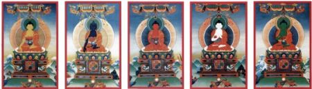 (miniature) Les cinq sagesses et les cinq bouddhas