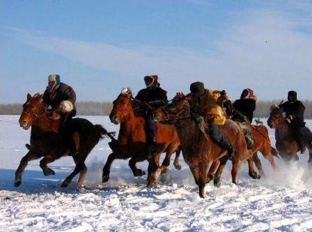 (miniature) Course de chevaux mongole