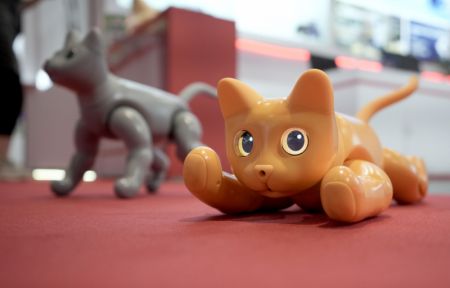 (miniature) Des chats robots lors de la Conférence mondiale sur la robotique 2023 qui se tient à Beijing