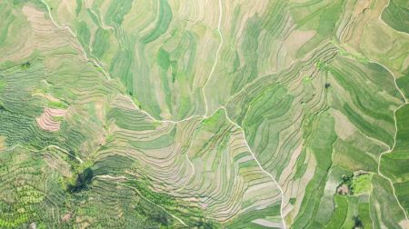 (miniature) Photo aérienne de champs en terrasses dans le bourg de Xinmin de la ville de Panzhou