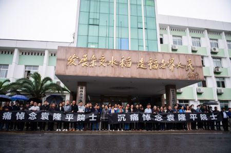(miniature) Des gens rendent hommage à Yuan Longping au Centre de recherche du riz hybride du Hunan