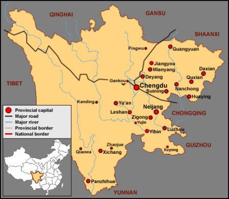 (miniature) carte du Sichuan