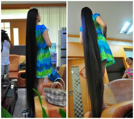 (miniature) Elle met aux enchères ses cheveux de 2m de long pour une oeuvre caritative