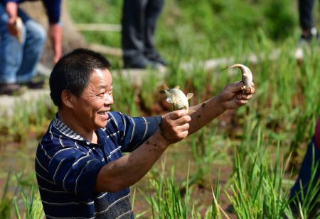 (miniature) Un villageois participe à un concours de pêche dans le village de Longling du district autonome Miao de Rongshui