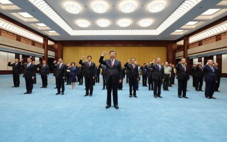 (miniature) Xi Jinping et d'autres dirigeants du Parti communiste chinois (PCC) et de l'Etat