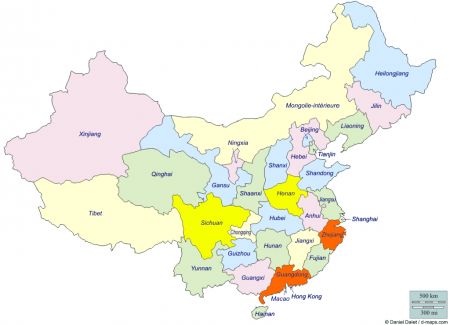 (miniature) carte des provinces de Chine